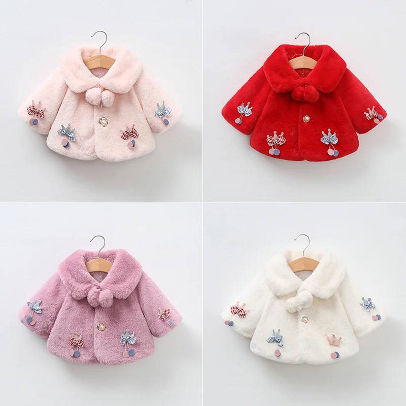 

0 3 6 9 12 Months Baby Girls Plush Jacket Cute Autumn And Winter Cloak Little Princess Coat Christmas Birthday Gift Kids Clothes