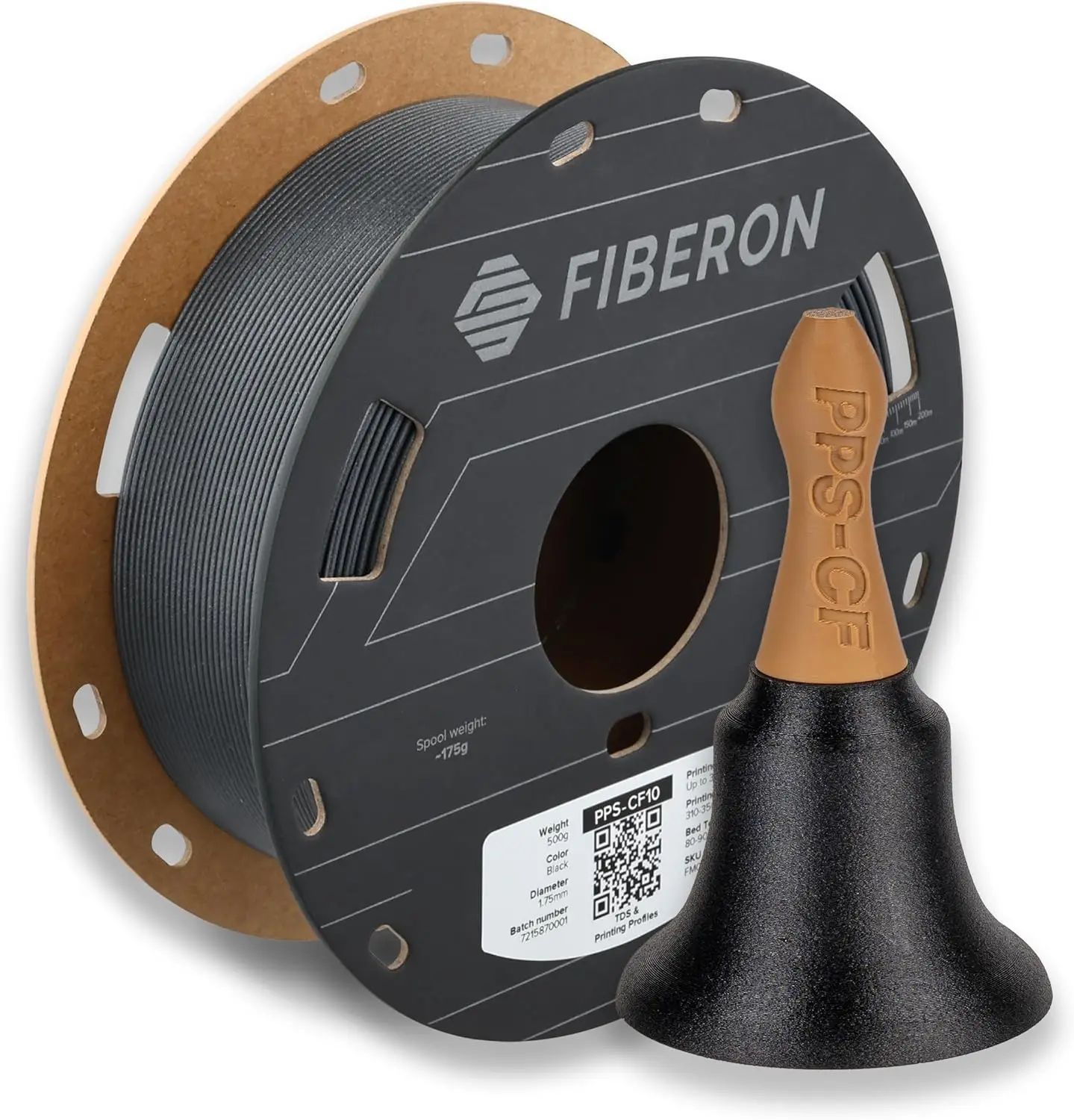 

Polymaker Fiberon PPS-CF10 Filament Black 1.75mm 0.5kg, Extreme Heat Resistance - Fiberon Carbon Fiber Reinforced PPS