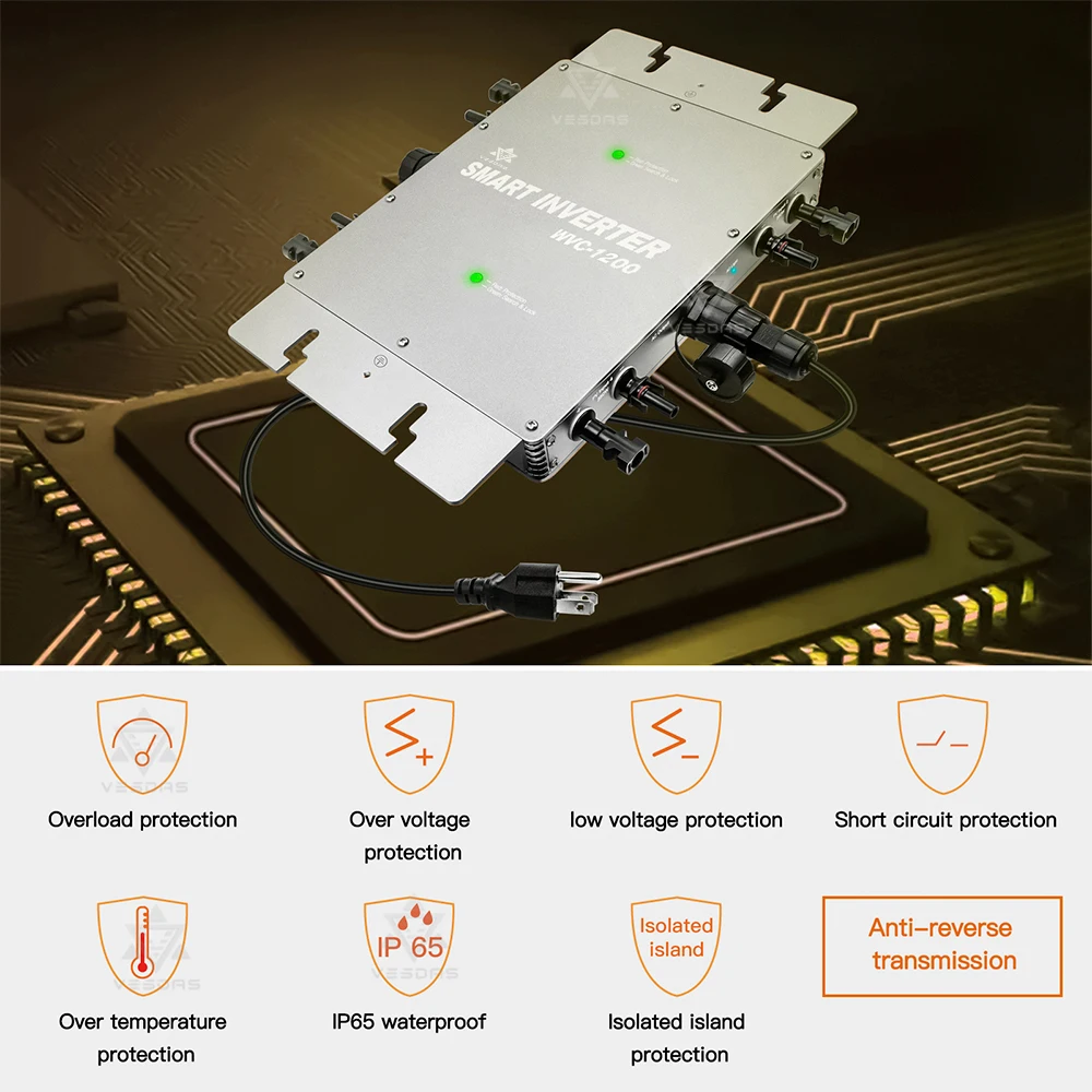 1200W 22-50VDC MPPT Solar Grid Connected Micro Inverter，Used for Solar Grid Connected Power Generation System