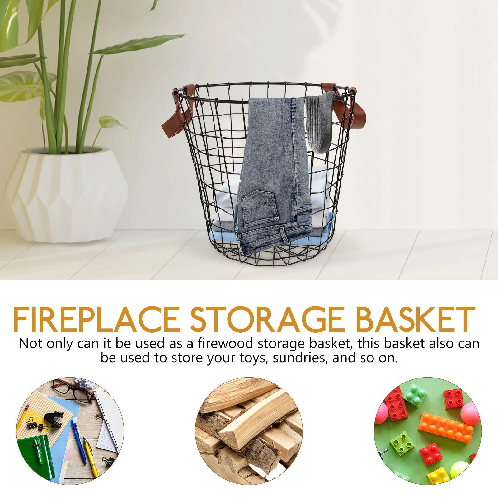 Firewood Storage Basket Baskets Logging Carrier Wrought Iron Holder Camping Supplies Metal