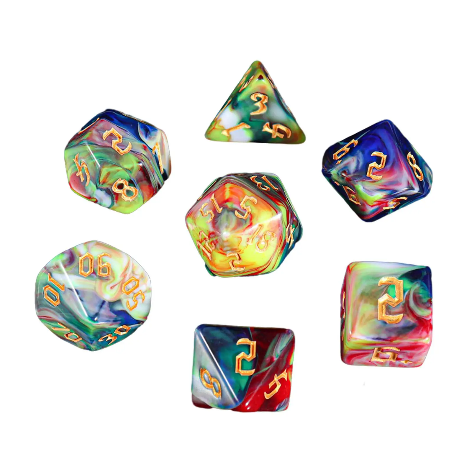 2 × 7 × نردات متعددة الجوانب نردات أكريليك D4-d20 مجموعة نردات متعددة السطوح للعب الأدوار RPG