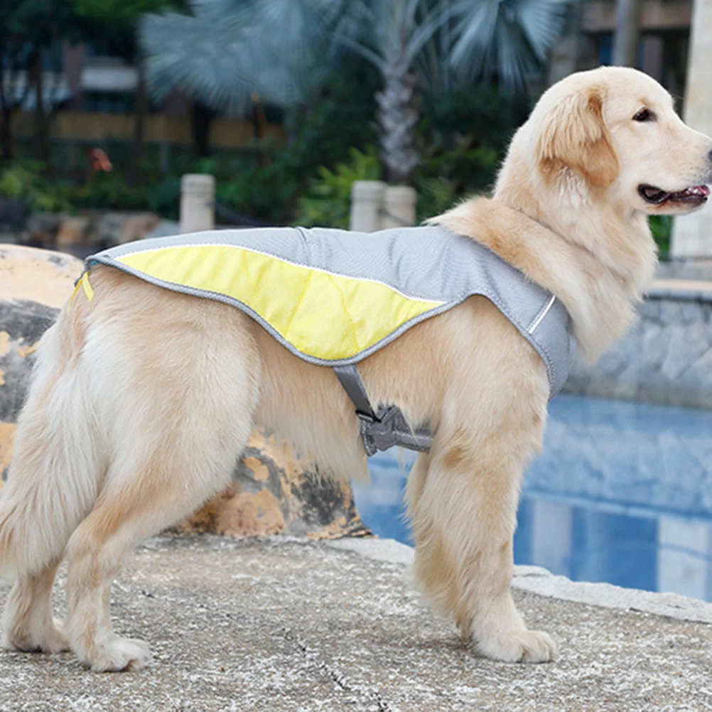 

1pc Summer Pet Cooling Vest Breathable Heat Resistant Fabric Natural Cotton Reflective Strips Adjustable Invisible Buttons