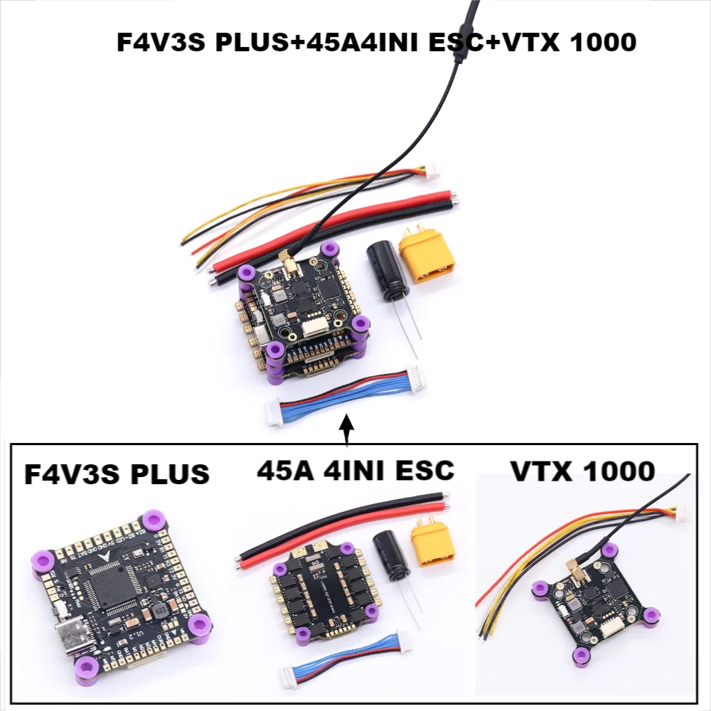 F4V3S/ F4V3S PLUS + 45A/60A 4IN1 ESC + VTX1000 + 1080P Kamera INAV Betaflight Bord Barometer OSD Quadcopter RC Drone FPV Racing