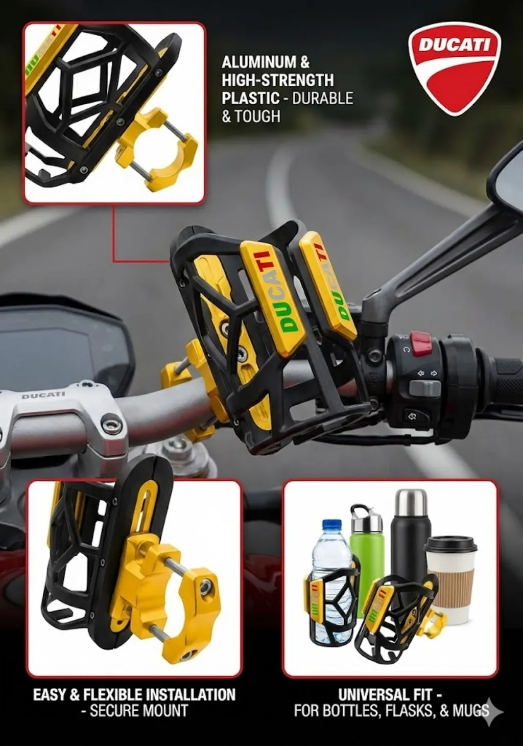 

For Ducati Monster 1200 950 937 821 797 796 795 696 695 2020 2021 Universal High Quality Motorcycle Beverage Water Cup Holder