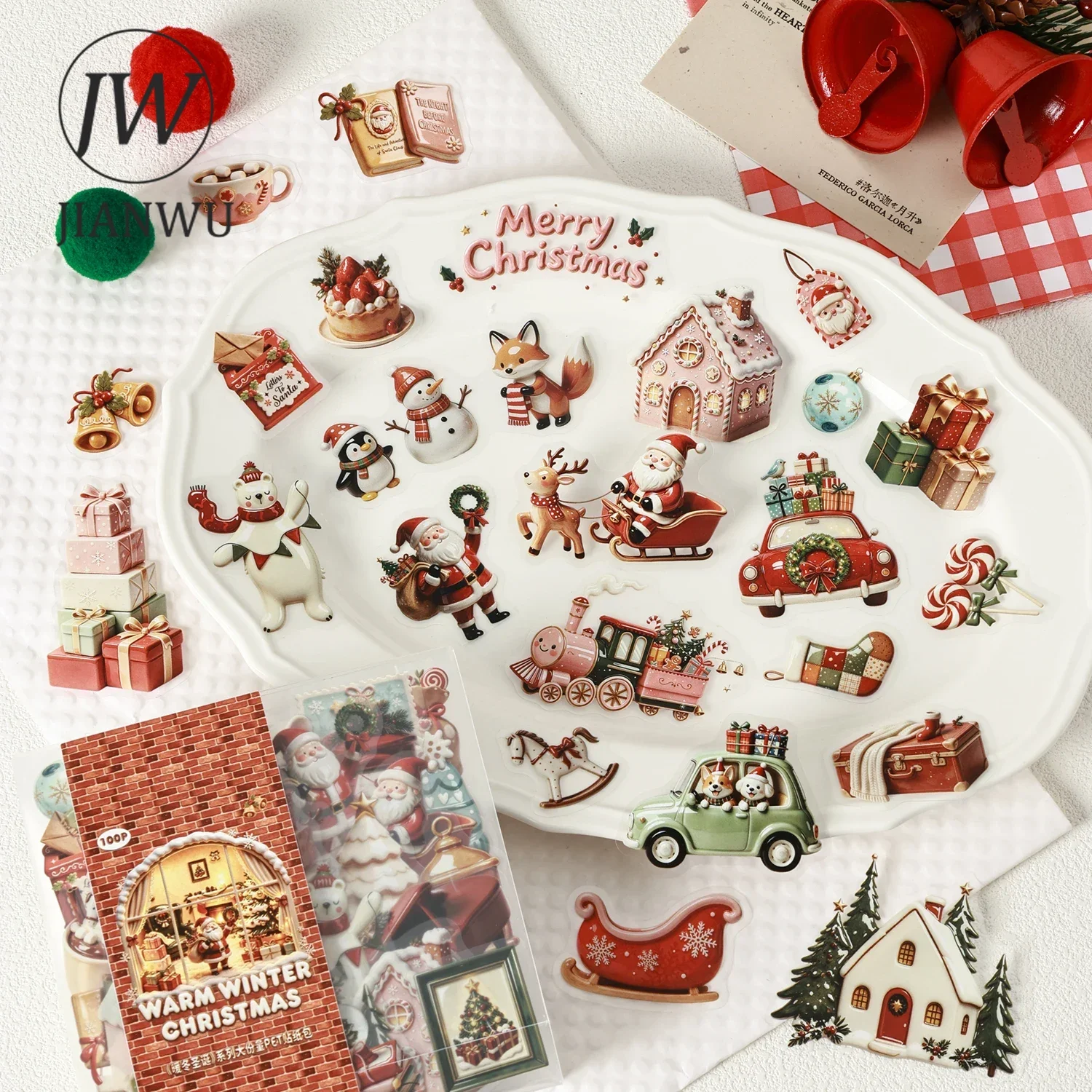 JIANWU Vintage Christmas Decoration Landscape Material Collage Scrapbooking PET Sticker Creative DIY Journal Stationery view 2