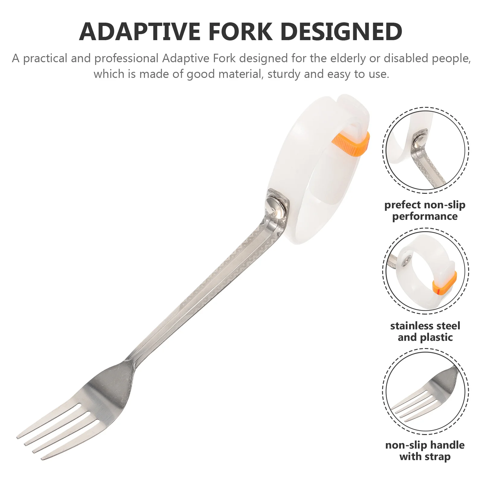 

Portable Adaptive Fork for Disabled and Elderly Non Slip Lightweight Tremble Proof Adult Tableware Easy Grip Fork
