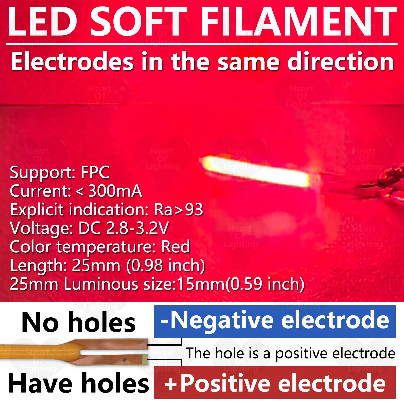 DC 3V Electrodes In The Same Direction COB LED Filament 25mm for LED Retro Edison Light Bulb Lamp Parts Diode Accessories DIY
