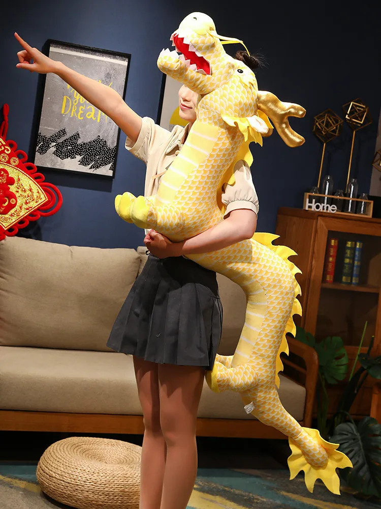 Giant Soft Plush Toy Zodiac Dragon Simulation Chinese Loong Doll Pillow Doll Gift Decoration 59inch 150cm DY10197