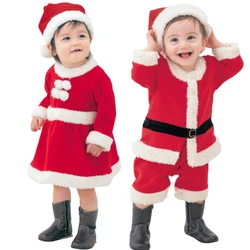 Baby Boys Girls Christmas Cosplay Costume Long Sleeve Carnival Party Santa Claus Kids Costume For 0-12 Years