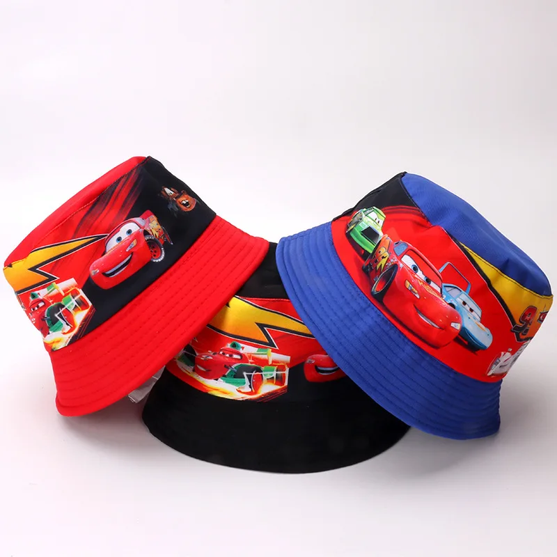 Disney Classic Cartoon Character Cars Lightning Mcqueen Kawaii Cosplay Children\'S Hat Boy Car Fisherman Hat Sun Hat 3-8 Years