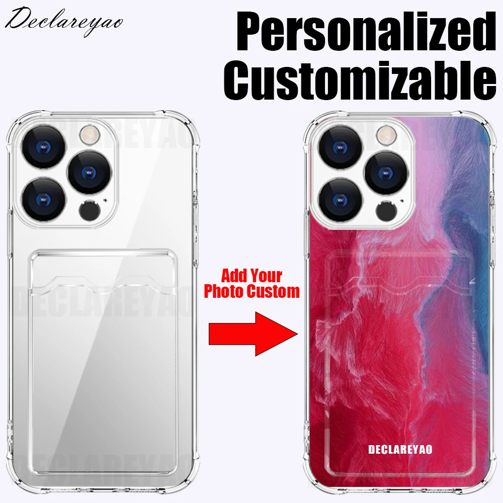 Personalized DIY Name Photo Custom Card Airbag Soft Case For iPhone 17 Air 16 Pro 16e 15 Plus 14 13 12 Mini 11 X Xs Max XR Cover