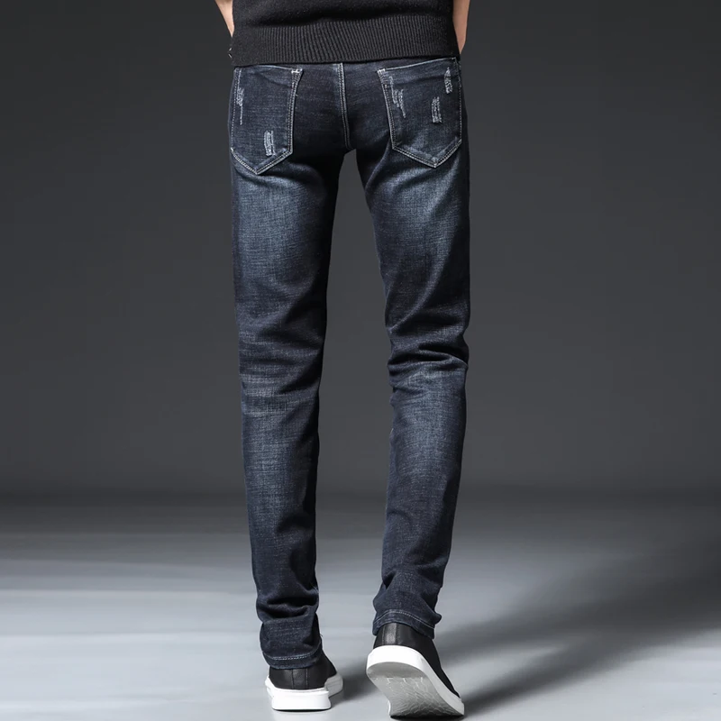 Men's Jeans Regular Fit Straight Stretch Blue Business Casual Denim Pants Fashion Desinger Man Clothes Famous Brand Jeans Male