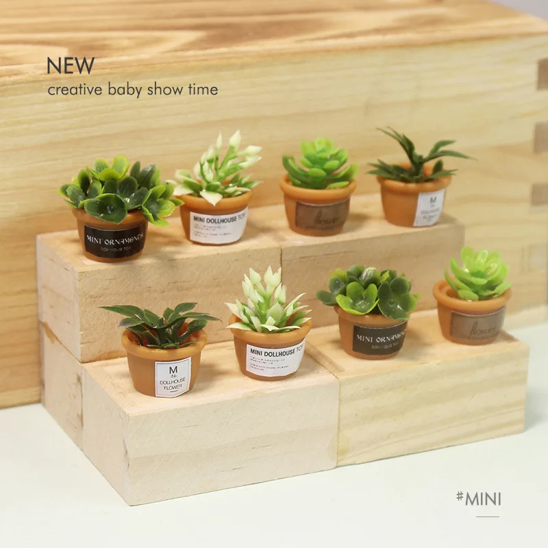 1Pc 1:12 Dollhouse Miniature Plant Potted Micro Landscape Model Home Garden Decor Toy Simulation Potted Plants