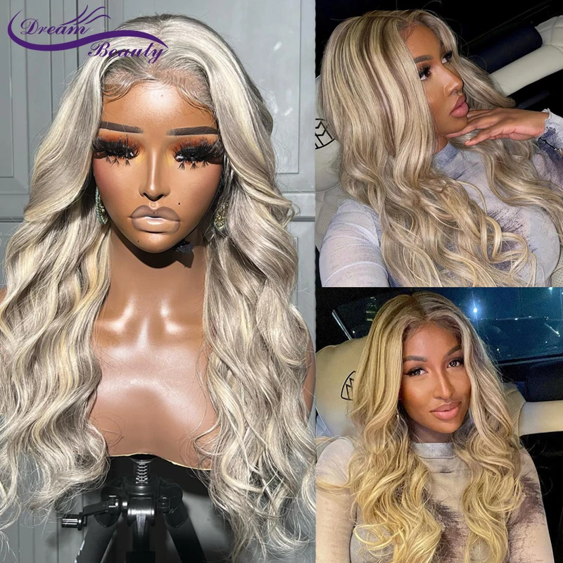 

34 Inch Highlight Wavy Lace Front Human Hair Wigs 13x6 13x4 Remy Blonde Colored 180 Density Lace Frontal Wig For Women Brazilian