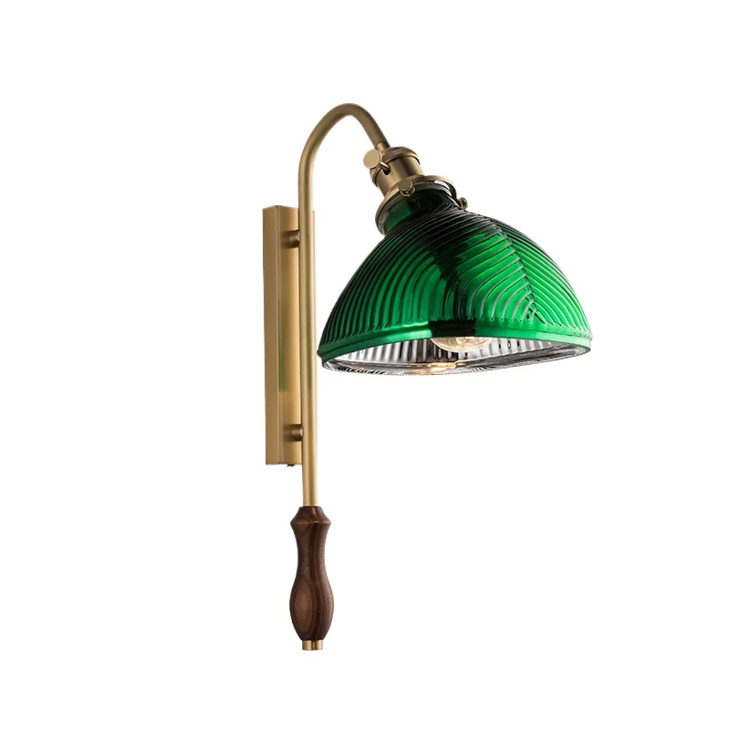 

Vintage walnut all-copper wall lamp, living room bedroom bedside, cafe model room corridor aisle lamp