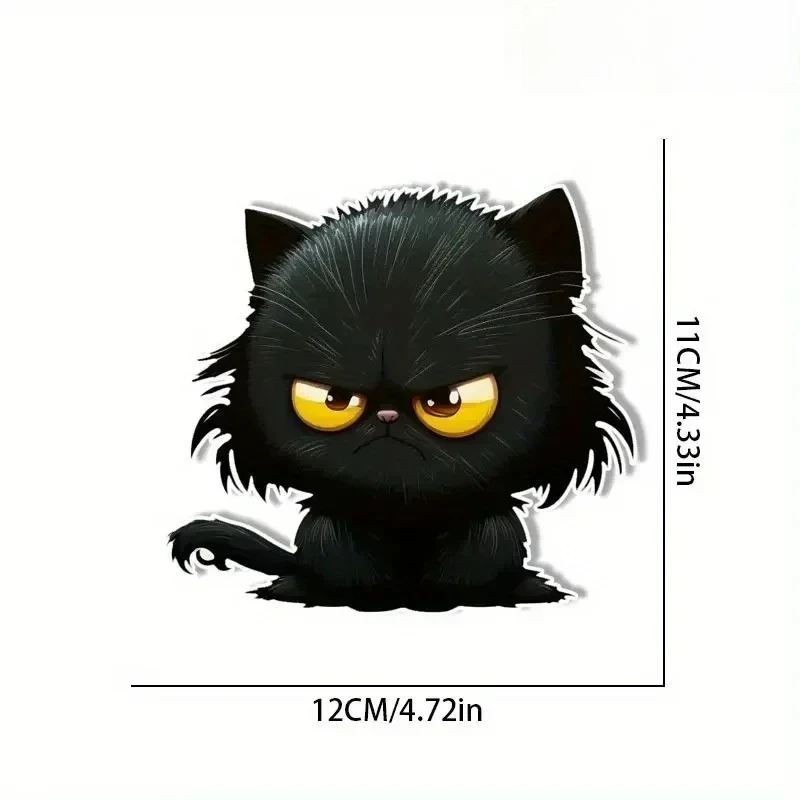 1PC Grumpy Black Cat 2D Flat Sticker - Waterproof Vinyl Vivid Decal for Cars, Laptops, Backpacks & Cat Lovers/Quirky Style Fans