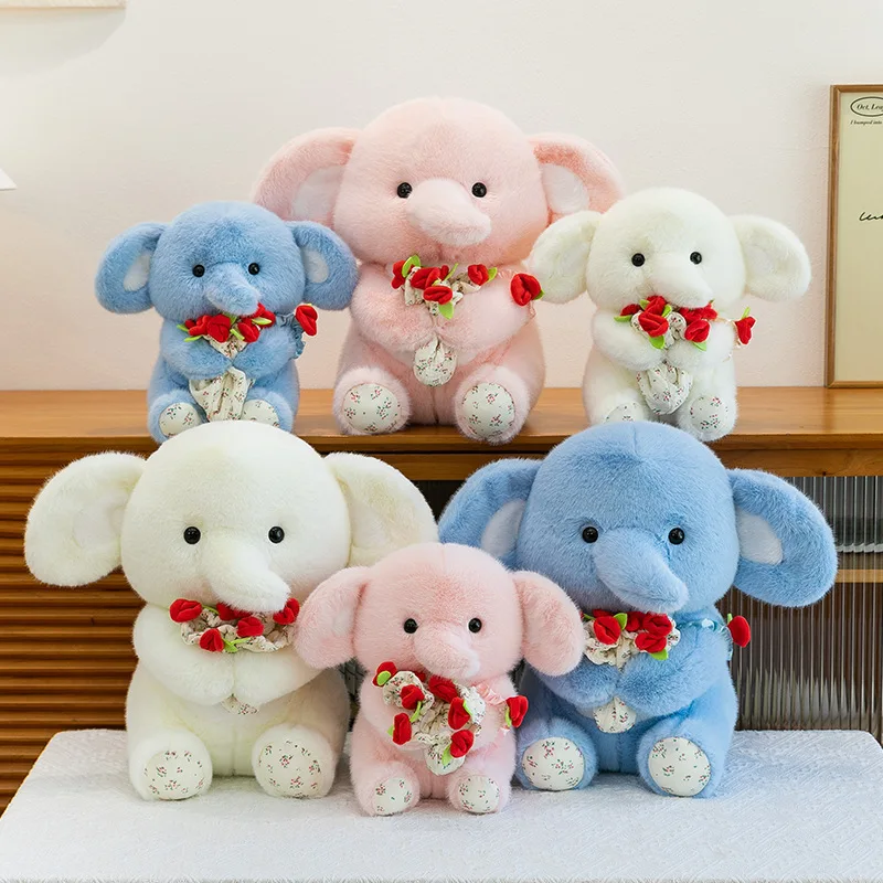 

30-40 см новая в наличии милый слон плюшевая игрушка с цветами в сопровождении спальных подушек удобные куклы-слоны подарки