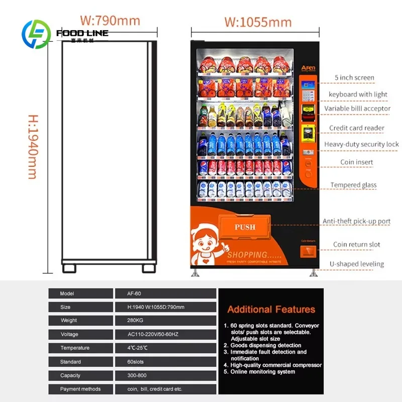 Automatic Vending Snacks and Beverage Vending Machines for Office