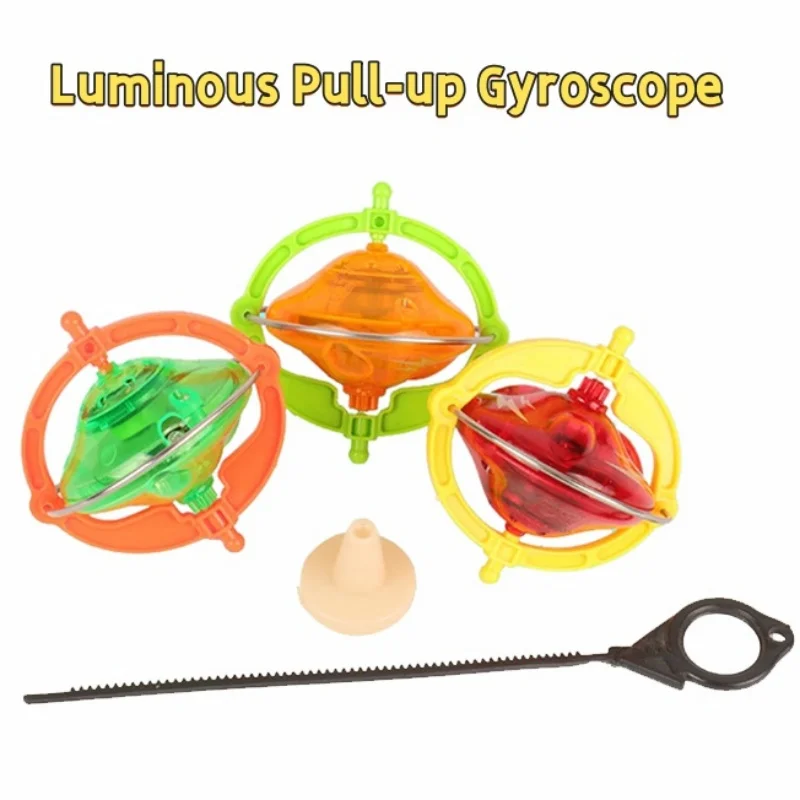 Magisches leuchtendes Gyroskop, Pull-up-Gyro-Laser, blinkend, mit Musik, Spinnen, kreatives Geschenk, Puzzle, Kinderspielzeug