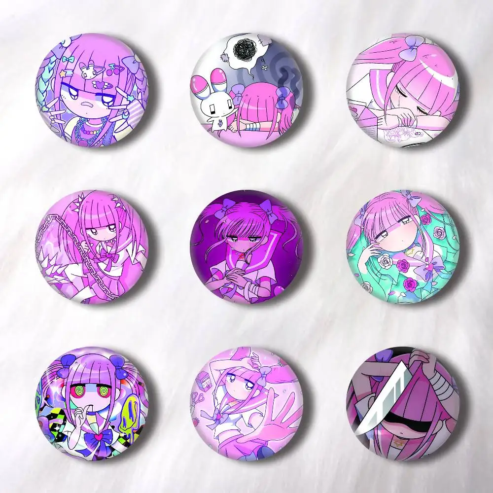Cartoon Menhera Chan Pins Badges Round Laser Badge Brooch Clothes Backpack Accessories