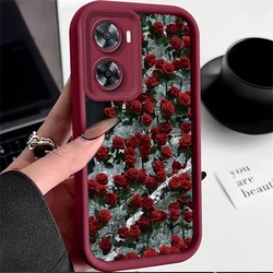 A 57 Luxury Rose Flower Silicone Phone Case On For Oppo A57 4G 2022 A57e A57s A77 A77s Camera Protetive Cover