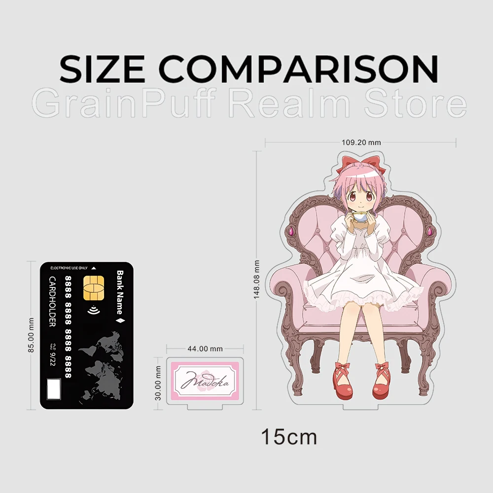 Madoka Magica Acrylic Standee - Sitting Chair Series - Madoka Homura Mami Sayaka Kyoko Figure - Elegant Anime Desk Decor Gift