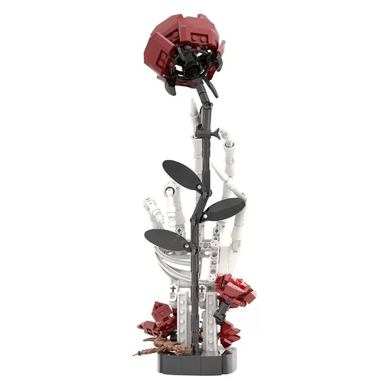 Rose Building Blocks Model, Creative DIY Assembled Bricks Toy, Flower Construction Kit for Kids Gift and Tabletop Display