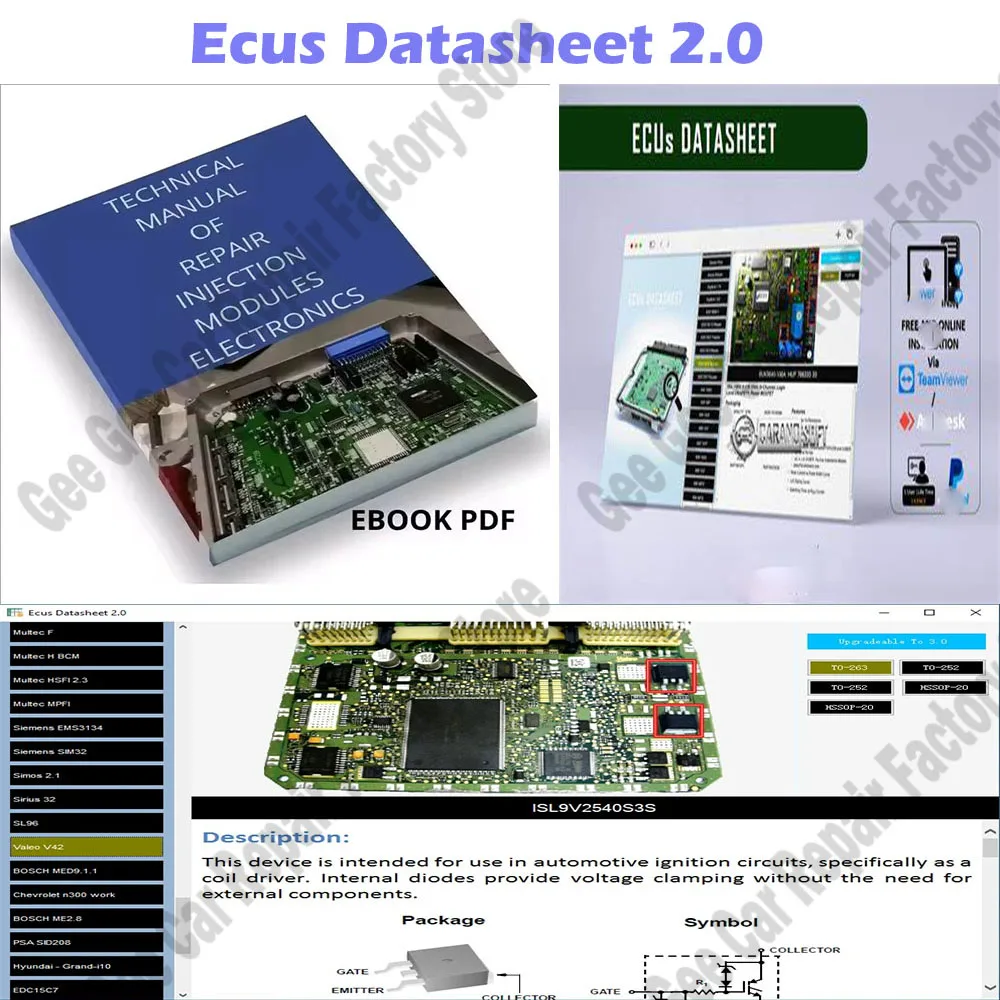 New Ecus Datasheet 2.0 ECU obd2 scanner Software PCB Schematics with Electronic Components of Car ECU and Additional Information