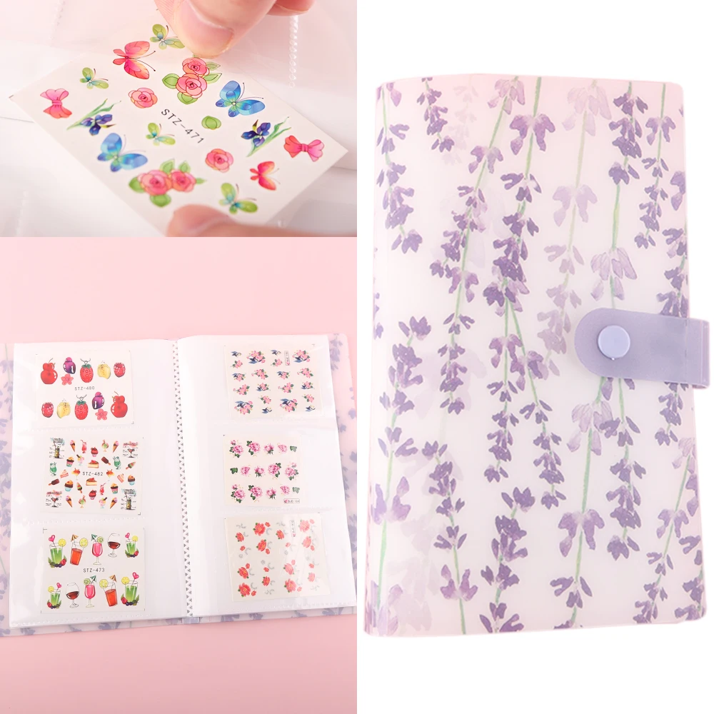 120 Slots Nail Sticker Organizer Lavender Sticker Album Empty Storage Book For Collecting Water Decals Display Shelves GLTZB4-6