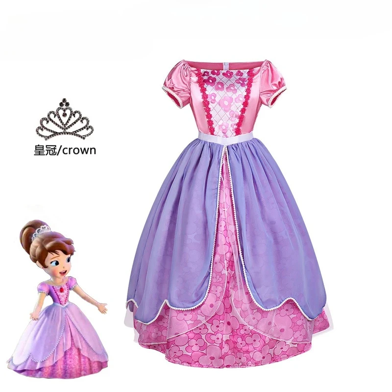 Sofia the First Short Sleeve Dress Cosplay Costume Anime Character Halloween Masquerade Performance Clothing for Adult Women hf5 view 2