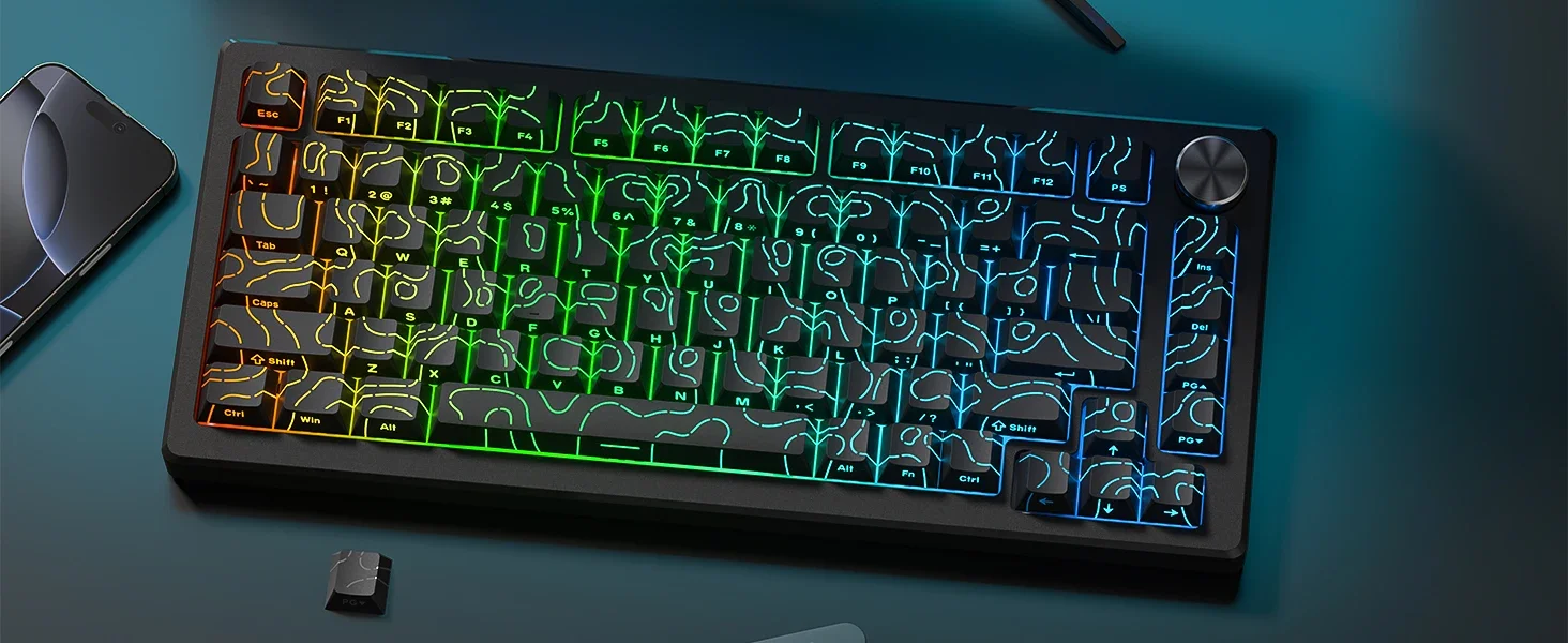 2026 Line Gradient Side Shine Through Keycaps Cherry Profile PBT Custom Keycaps für 60% 65% 75% 96% 98% 100% mechanische Tastaturen – Detail 4