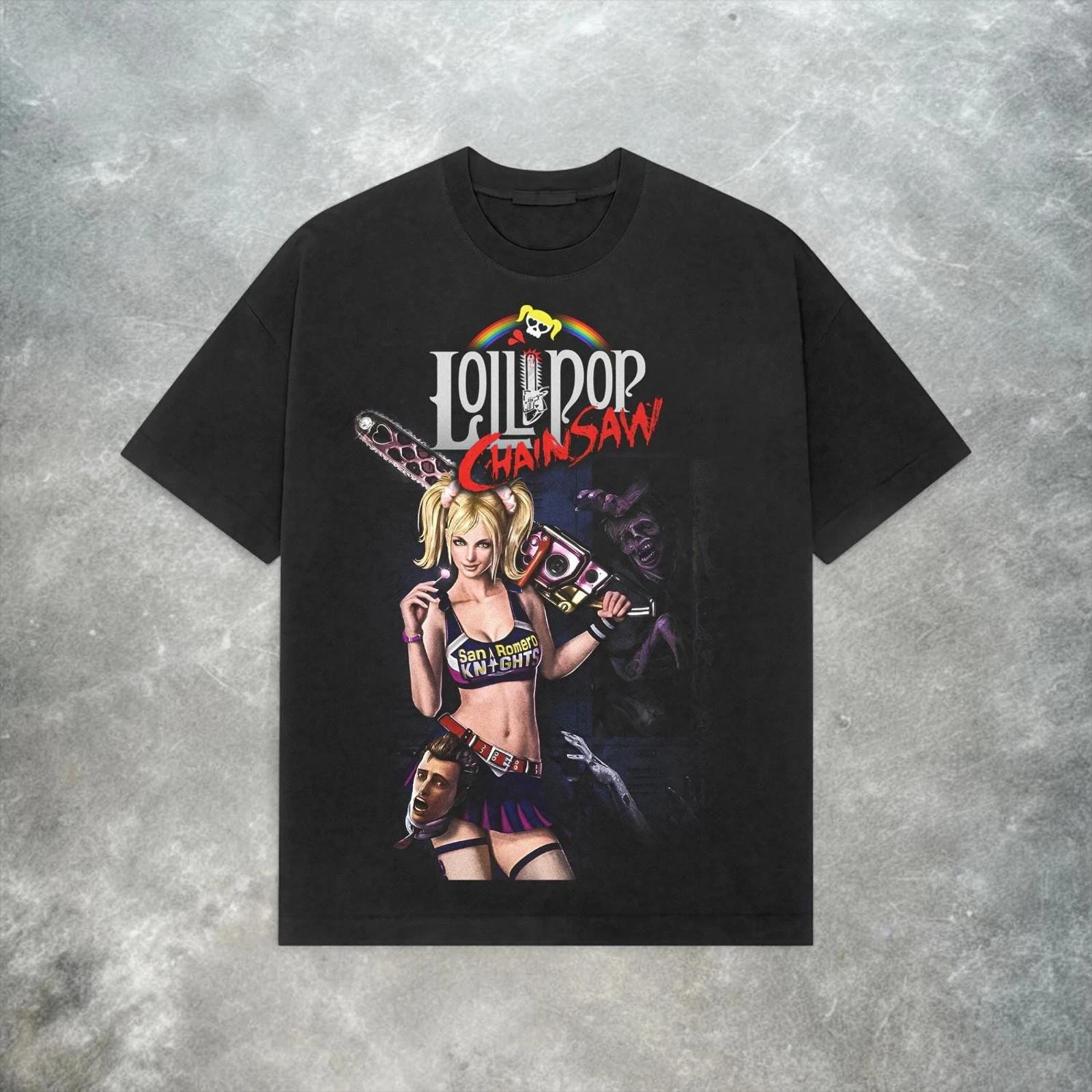 Lollipop Chainsaw Retro Y2K American Street Wear Herren- und Damen-T-Shirts, modisches Rundhals-loses Oberteil für Frühling und Sommer
