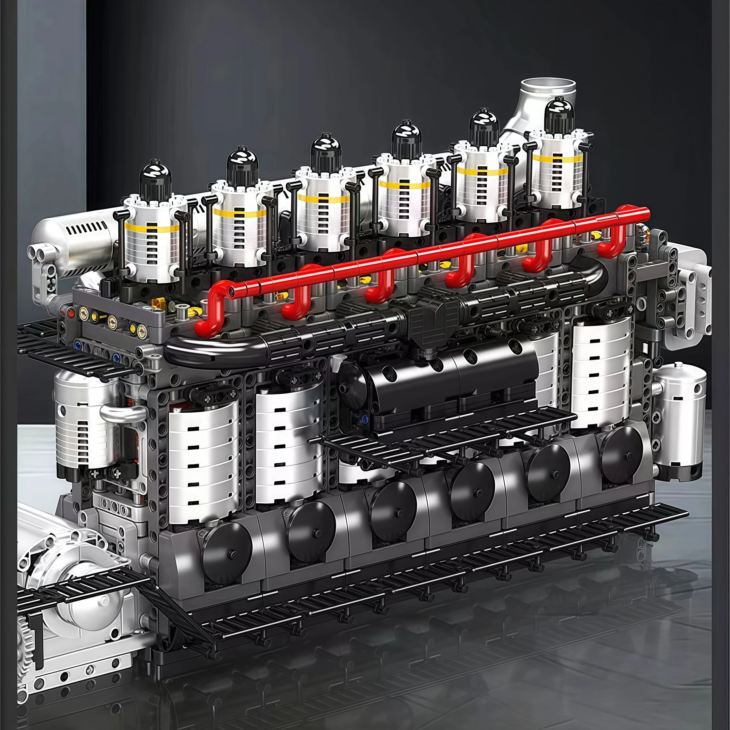 航空母艦 V6 エンジン組立モデル モータードライブシミュレーション ギアボックス組立 ブロック玩具