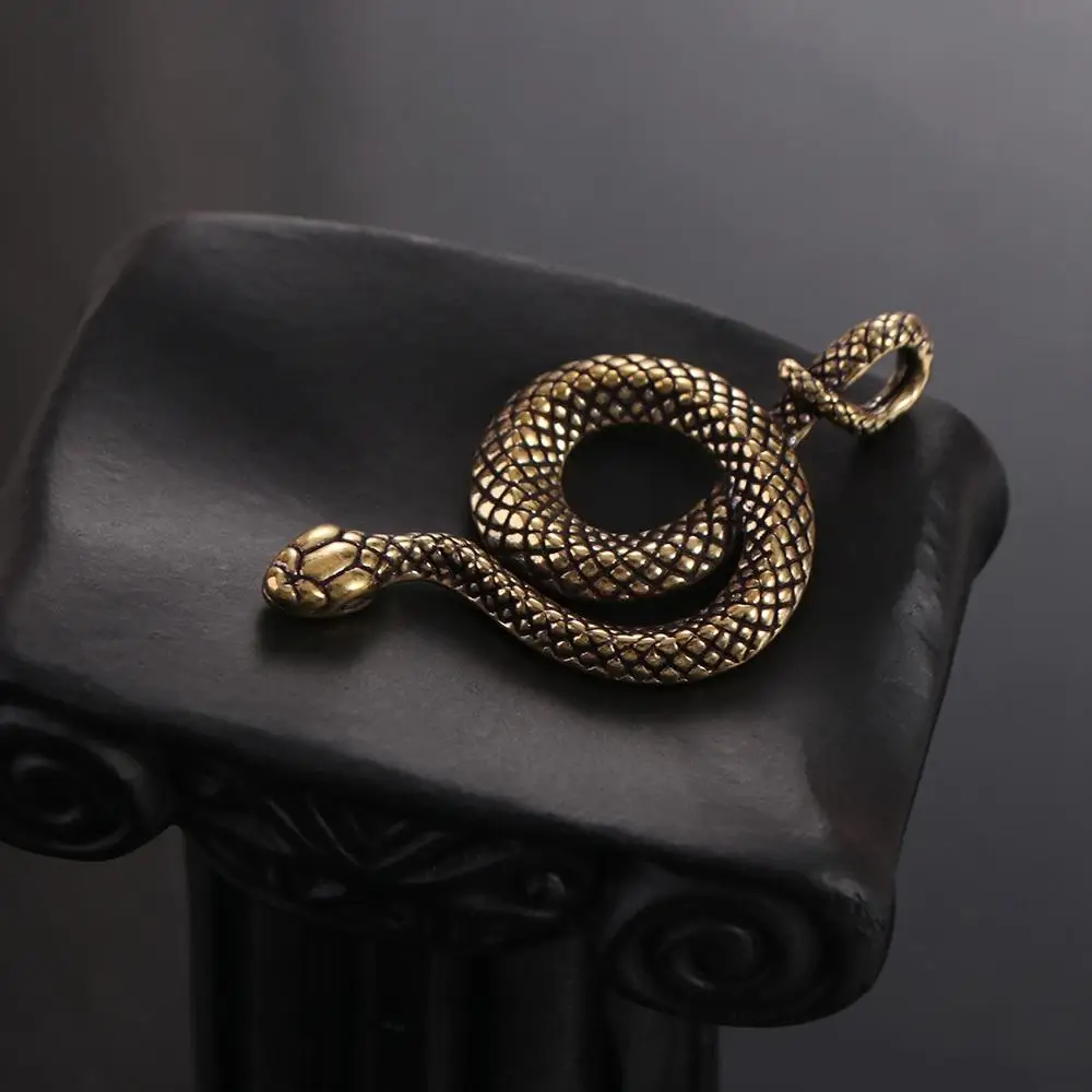 Twelve Zodiac Snake Vintage Brass Snake Statue Elegant Lifelike Snake Figurines Ancient Exquisite Lucky Charm Animal Sculpture