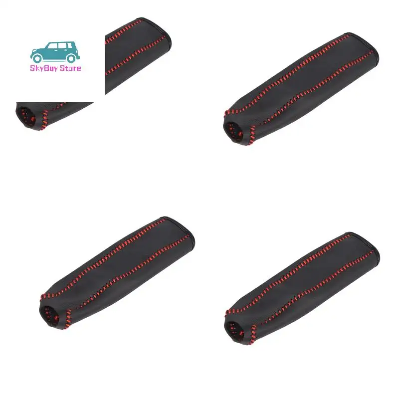 

4X кожаный защитный чехол для ручного тормоза для Honda/Accord/Civic 8, черный + красная линия