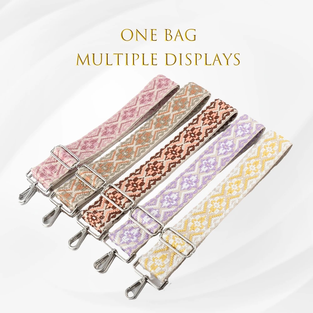 Alças destacáveis para bolsa, Jacquard Weave, ajustável Crossbody sacos cintos, substituição colorida, elegante, novo