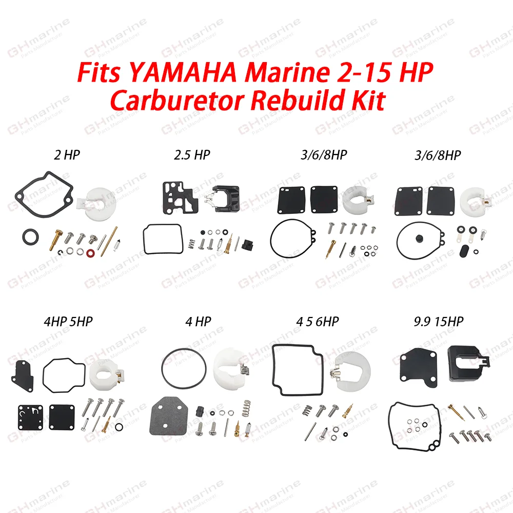 

Carburetor Repair Kit Fit w/ Float For YAMAHA Marine 2HP-15HP 6A1 69M 6G1 6G1 6L5-W0093 6E3-W0093 67D-W0093 6BX-W0093 63V-W0093