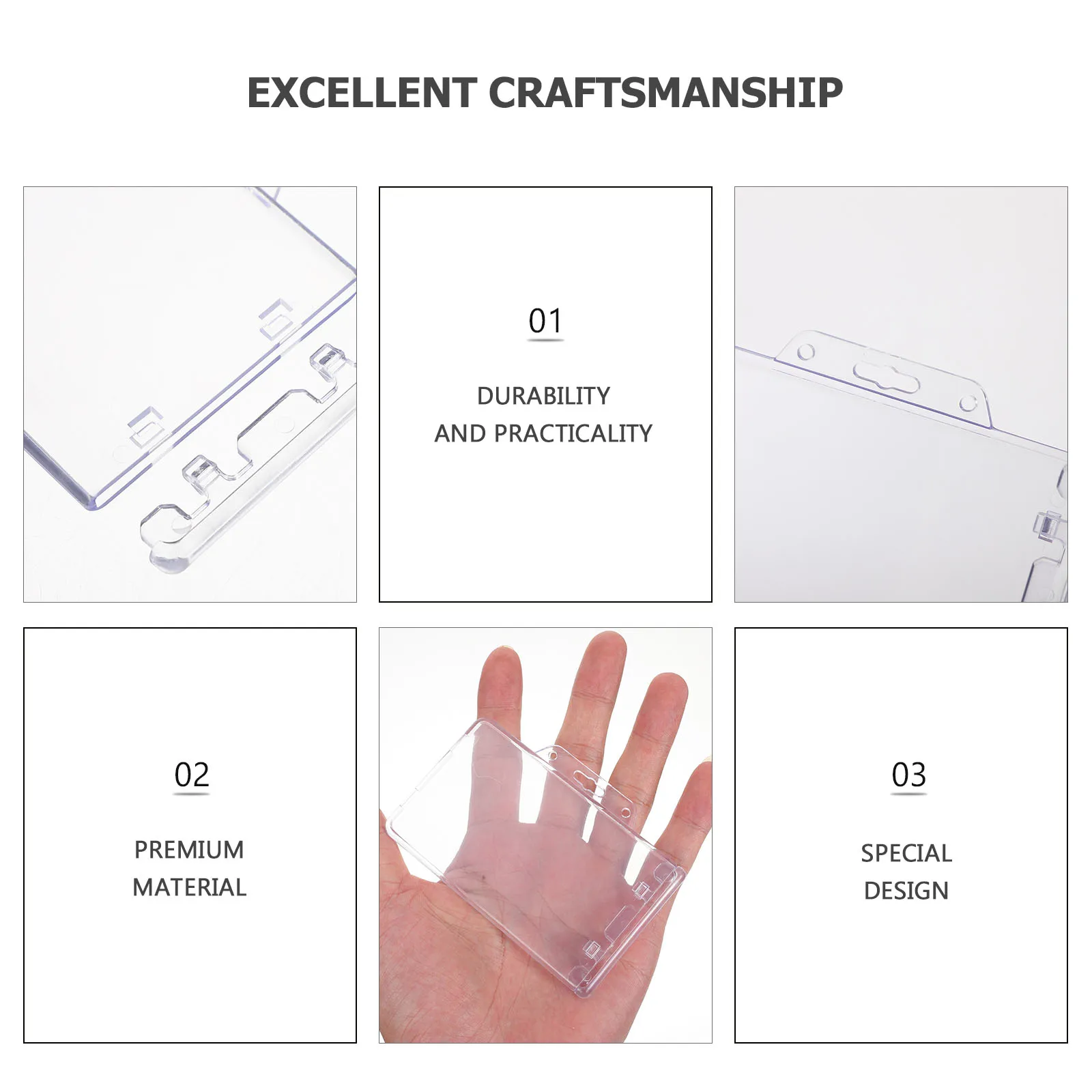 

5Pcs Card Cover Protection Sleeve Name Badge Holders Business ID Covers Horizontal ABS Photocard Sleeves Transparent Cards