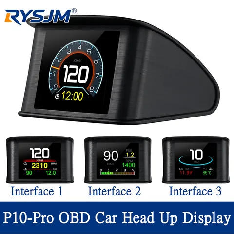 Обновленный P10-PRO OBD2 HUD с поддержкой русского и корейского языков, умный цифровой измеритель, бортовой компьютер, цифров...