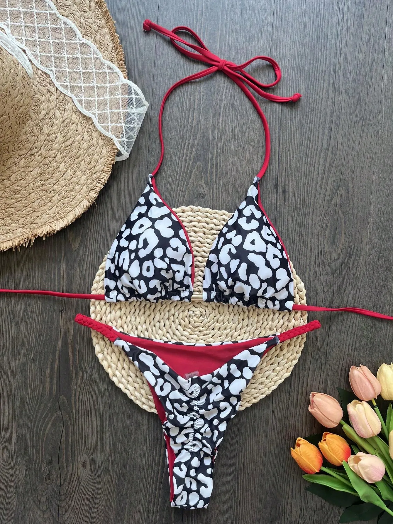 RUOTONSEPT-Maillot de bain deux pièces pour femmes, bikini brésilien sexy, triangle, col licou, imbibé, nouvelle collection