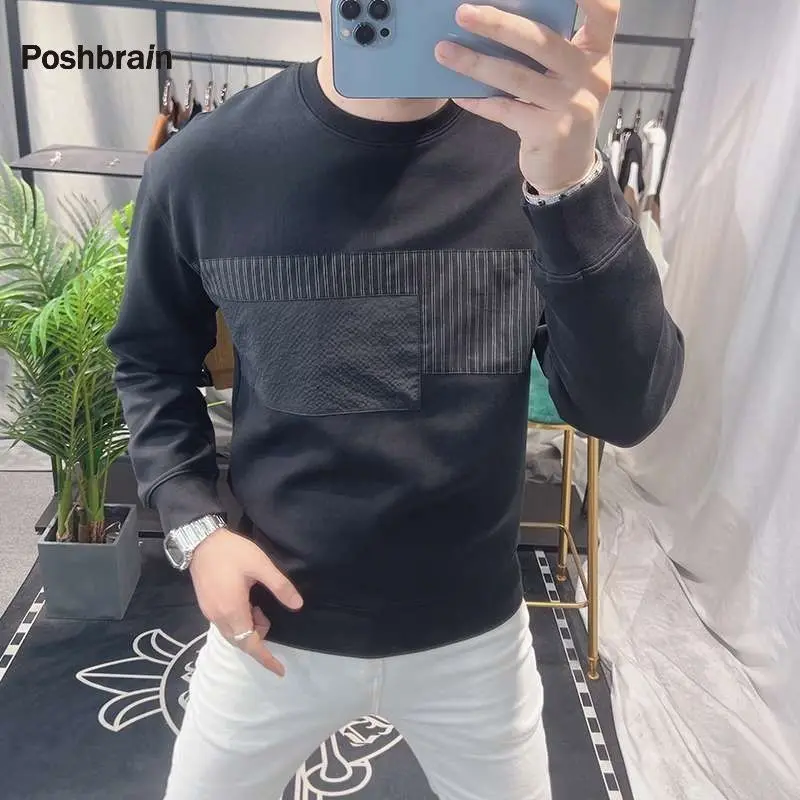 

Новая модная повседневная лоскутная толстовка для мужчин, новый дизайн Sense Top для мужчин