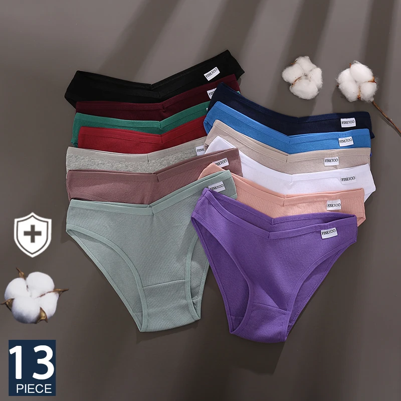 FINETOO 13PCS/Set M-4XL Women Sexy Cotton Panties Underwear Female Underpants Woman Briefs Cotton Pantys Girl Intimates Lingerie