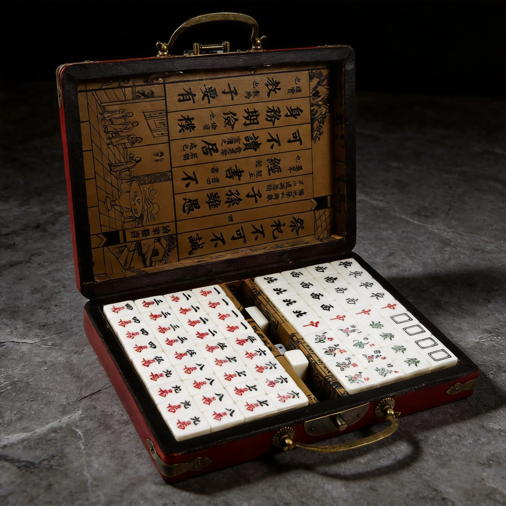 

Винтажный китайский набор для маджонга, традиционный, 144 плитки, игровой набор маджонг с кейсом, портативный, китайское домино, для взрослых, новый, MsgDice