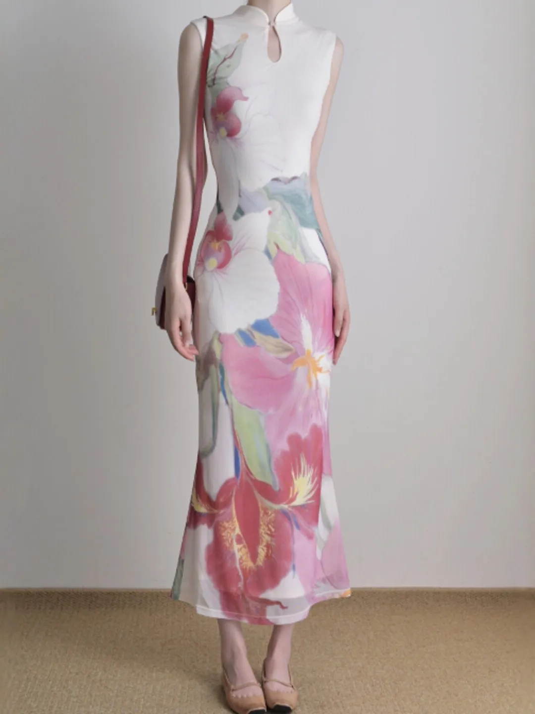 

New Chinese Style Printed Slim Fit Long Dress Fashionable Temperament Summer 2026 Women's Clothing Elegant Skirt Dress
