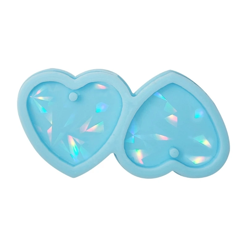 Resin Earrings Mold,Holographic Heart Jewelry Silicone Mold for Epoxy Resin Casting Earring Pendant Keychain Crafts Dropship