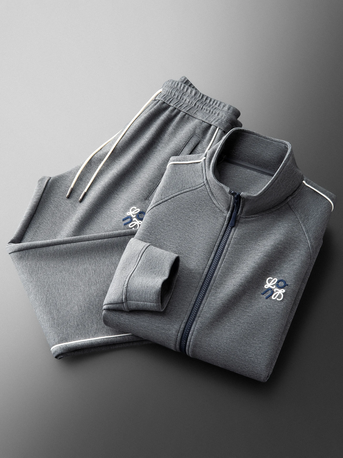 

Faionable Modal Cotton Air Layer Hoodie Set Casual Stand Collar Sports Suit for Men Two-Piece Spring Leisure Polyester Blend