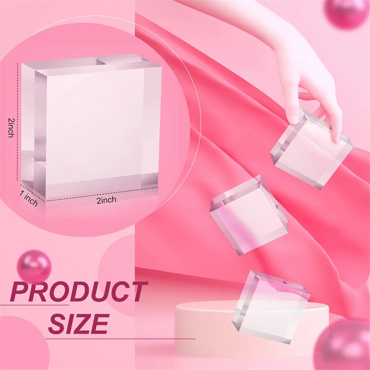 

Y31A Clear Acrylic Blocks Square Display Block Clear Polished Cube Jewelry Display Stand Ring Showcase Holder Base 16pcs