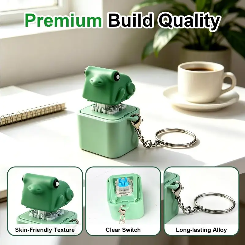 Funny Croaking Frog Duck Fidget Toy Keychain with LED Light Sound Creative Key Ring for Friend Classmate Small Gifts view 5