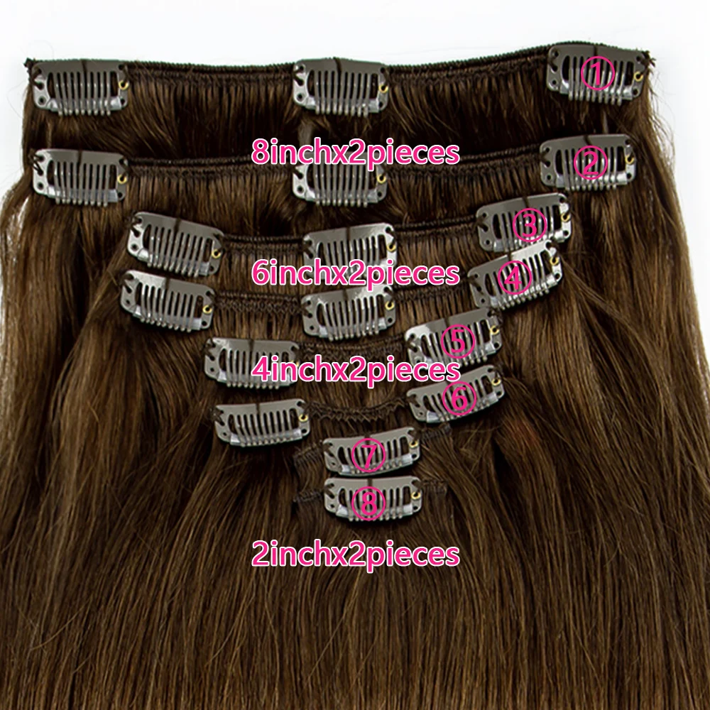 Chocolate Brown Extensions Clip in Natural Hair #4 Hair Extensions Real Human HairExtensions Straight Real Hair Extensions