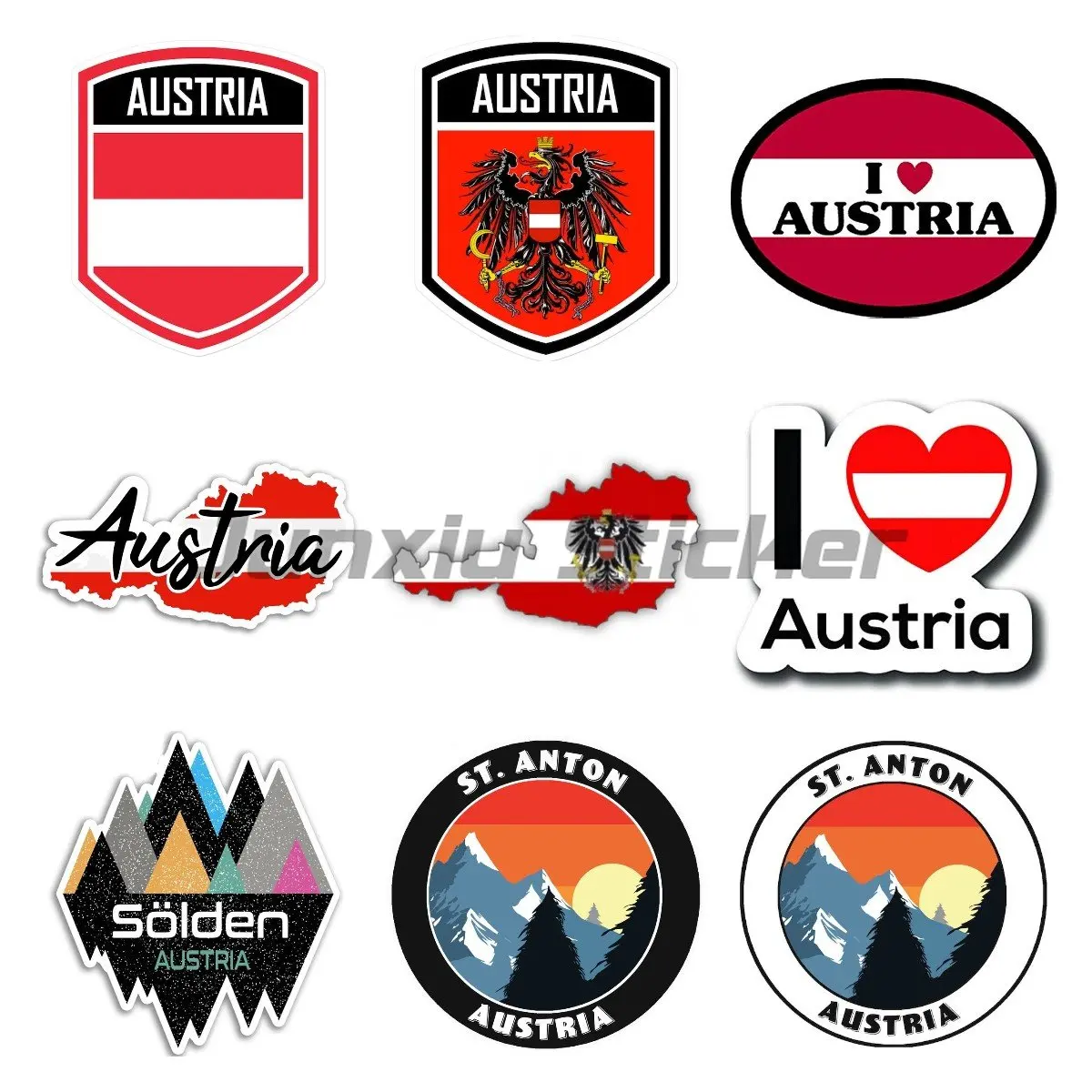 Индивидуальная забавная наклейка на автомобиль, Австрийский флаг, герб Российской Федерации, защита от солнца для мотоцикла, защита от УФ-лучей, наклейка, аксессуары из ПВХ
